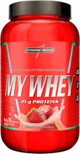 Integralmedica My Whey Proteína em Pó Sabor Morango – 21g de Proteína por Porção – Alta Concentração de BCAAs – Pote 900g